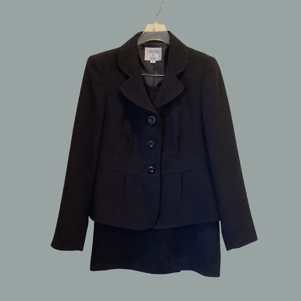 Collections For Le Suit Womens Executive Career Black 2 Piece Skirt Suit Sz 6P